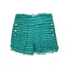 Allara Nevaeh Tweed High Waisted Shorts In Turquoise In Blue