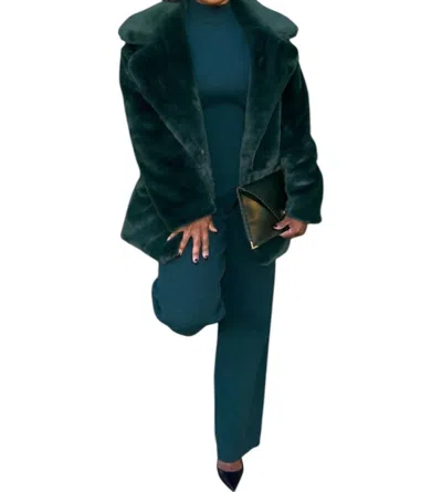 Allara Vienna Faux Fur Coat In Green