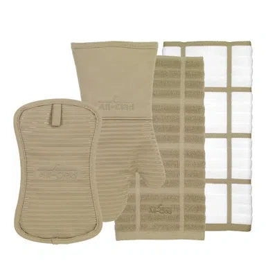 All-clad 4-piece Potholder And Oven Mitt Set In Beige