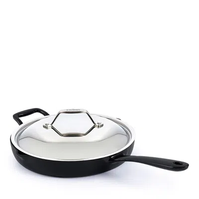 All-clad 12 Enameled Cast Iron Skillet With Lid In Black
