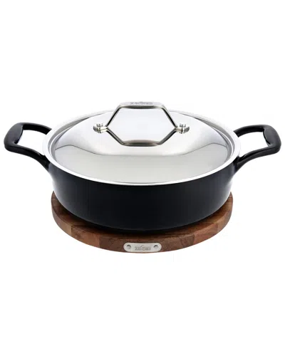 All-clad Cast Iron Deep Skillet With Round Trivet In Black