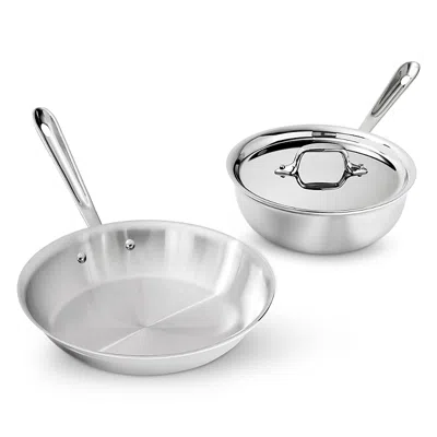 All-clad All Clad D3 Stainless 3 Ply Bonded Cookware Chef's Selection 3 Piece Set In Silver
