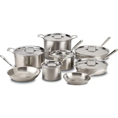 All-clad 'd5®' 14-piece Brushed Stainless Steel Cookware Set In Silver