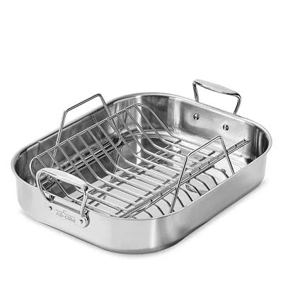 All-clad All Clad Specialty Cookware Stainless Steel Roaster With Rack In Silver