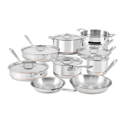 All-clad Copper Core 5 Ply Bonded 15 Piece Cookware Set In Silver