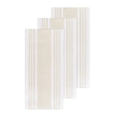 All-clad Dual Striped Tea Towel In Almond