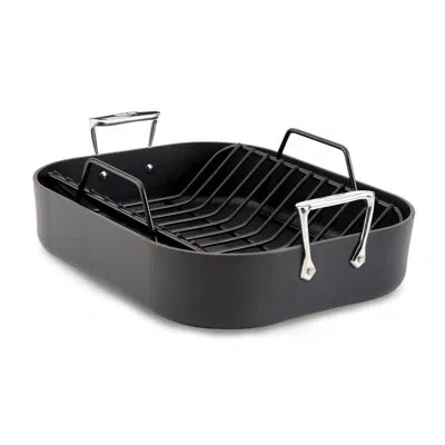 All-clad Ha1 16 In. Non-stick Hard Anodized Aluminum Roasting Pan In Black