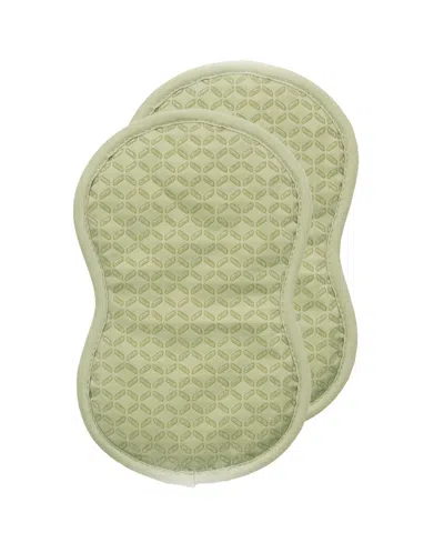 All-clad Ogee Cotton Oven Mitts, Set Of 2 In Green