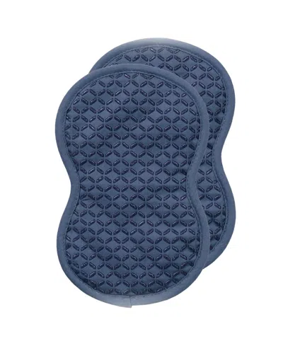 All-clad Ogee Cotton Oven Mitts, Set Of 2 In Blue