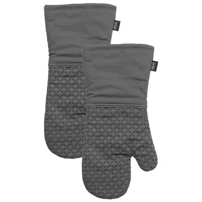 All-clad Ogee Silicone Printed Oven Mitt (set Of 2) In Pewter
