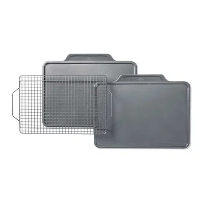 All-clad Pro-release Non-stick 3 Piece Cookie Sheet Set In Blue