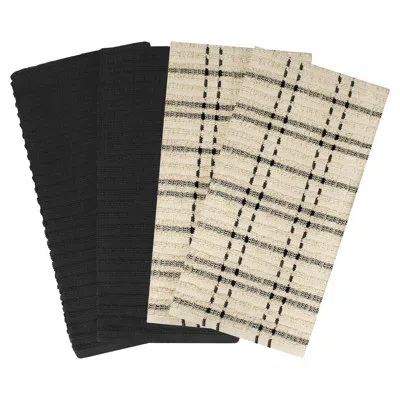 All-clad Royale Solid And Coordinate Kitchen Towel Set In Black