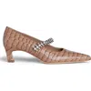 Allegra James Antonella Embossed Leather Pump In Beige
