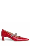 Allegra James Antonella Embossed Leather Pump In Red