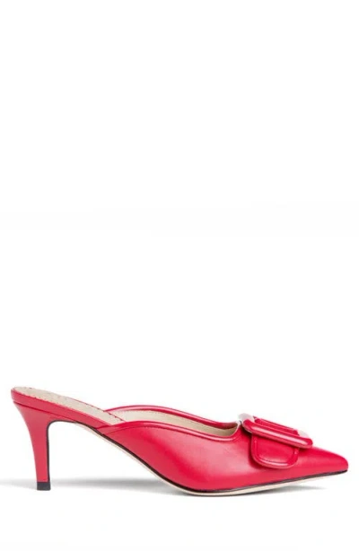 Allegra James Cara Leather Buckle Mule In Cherry