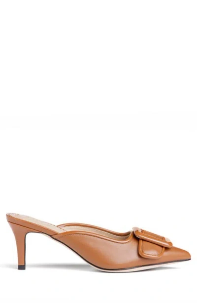 Allegra James Cara Leather Buckle Mule In Cognac