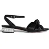 Allegra James Mina Leather Knot Sandal In Black