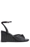 Allegra James Mona Raffia Wedge Sandal In Black