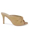Allegra James Women's Neutrals / Brown Amo Beige Leather Rouched Work Evening Wedding Heeled Sandal Mule In Beige
