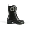 Allegra James Women's Black Win Mid Shaft With Floral Rhinestone Work Evening Boot In Black