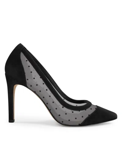 Allegra James Women's Debbie Swiss Dot Mesh Pumps In Black