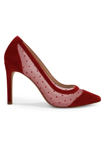 Allegra James Women's Debbie Swiss Dot Mesh Pumps In Red