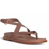 Allegra James Elise Leather Flat Sandal In Brown