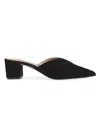 Allegra James Women's Fiona Point Toe Block Heel Mules In Black Suede