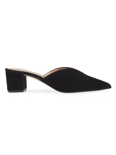 Allegra James Women's Fiona Point Toe Block Heel Mules In Black Suede