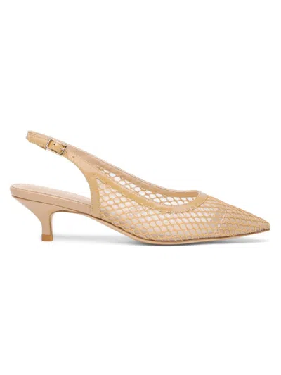 Allegra James Women's Neutrals Jacqui Beige Fishnet Work Evening Wedding Slingback Pump