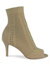 Allegra James Women's Neutrals Lina Nude Flyknit Stretch Open Toe Wedding Bootie In Beige