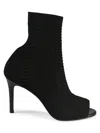 Allegra James Women's Lina Black Flyknit Stretch Open Toe Work Evening Comfortable Bootie In Black