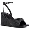 Allegra James Mona Raffia Wedge Sandal In Black