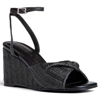 ALLEGRA JAMES WOMEN'S MONA BLACK RAFFIA COMFORTABLE WEDGE WORK DAY