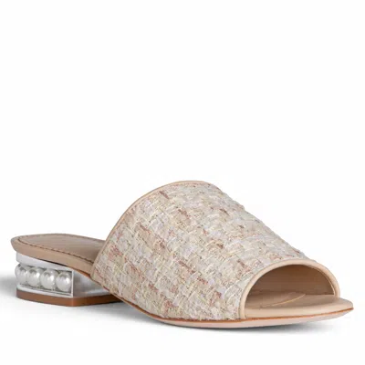 ALLEGRA JAMES WOMEN'S NEUTRALS BLANCHE BEIGE LINEN & LEATHER DRESSY FLAT EVENING WEDDING SANDAL
