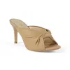 Allegra James Women's Neutrals / Brown Amo Beige Leather Rouched Work Evening Wedding Heeled Sandal Mule In Brown