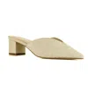 Allegra James Women's Neutrals Fiona Natural Linen Work Evening Day Wedding Medium Block Heel Mule In Black