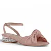 Allegra James Mina Leather Knot Sandal In Pink/purple