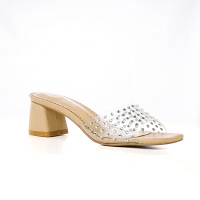 ALLEGRA JAMES WOMEN'S NEUTRALS VERA CLEAR LUCITE WEDDING PARTY EVENING LEATHER SANDAL