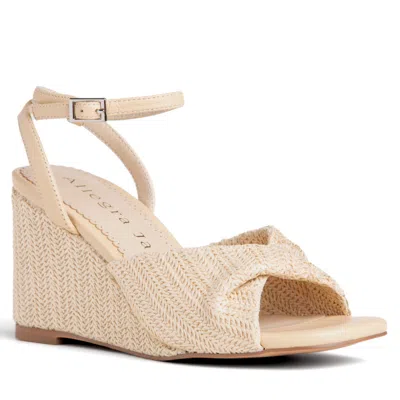 ALLEGRA JAMES WOMEN'S NEUTRALS / WHITE MONA BEIGE COMFORTABLE WEDGE WEDDING SANDAL