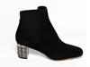 Allegra James Women's Paley Black Suede Work Evening Chunky Rhinestone Block Heel Ankle Boot In Black