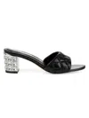 Allegra James Women's Raya Black Leather Rhinestone Block Heel Work Evening Party Sandal