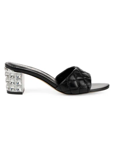 Allegra James Women's Raya Quilted Open Toe Leather Sandals In Black