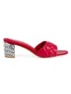 Allegra James Women's Pink / Purple Raya Magenta Rhinestone Block Heel Evening Day Party Mule Sandal In Magenta