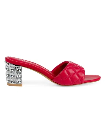 Allegra James Women's Pink / Purple Raya Magenta Rhinestone Block Heel Evening Day Party Mule Sandal