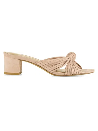 Allegra James Women's Sophie Block Heel Knot Mules In Beige