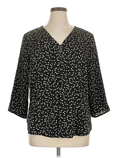 Pre-owned Allegra K 3/4 Sleeve Blouse In Black