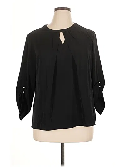 Pre-owned Allegra K 3/4 Sleeve Blouse In Black