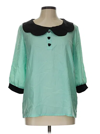 Pre-owned Allegra K 3/4 Sleeve Blouse In Blue