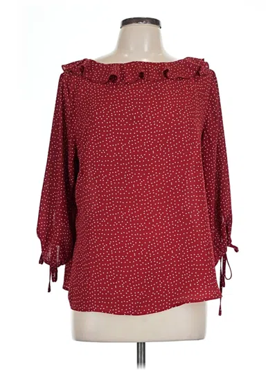Pre-owned Allegra K 3/4 Sleeve Blouse In Burgundy